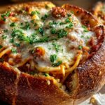 Spaghetti Garlic Bread Bowls