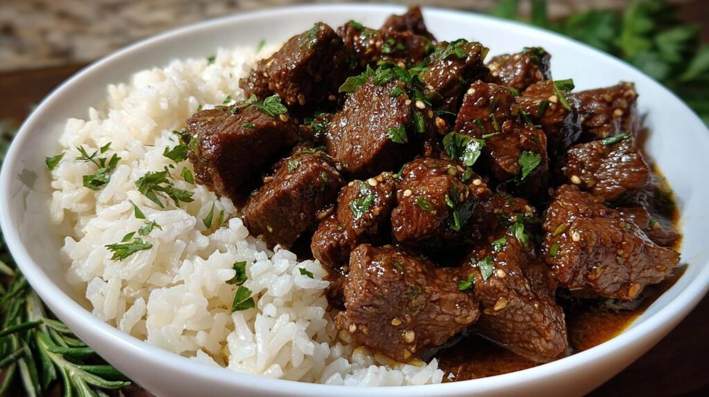 beef tips and rice