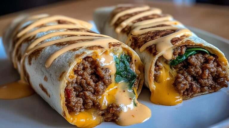 cheesy beef wraps