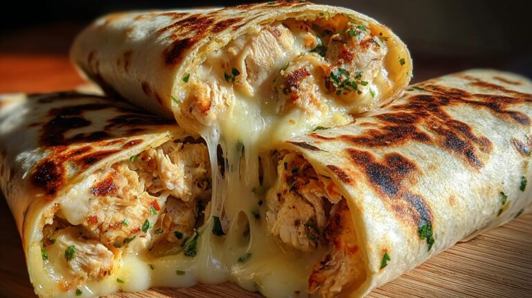 cheesy garlic chicken wraps