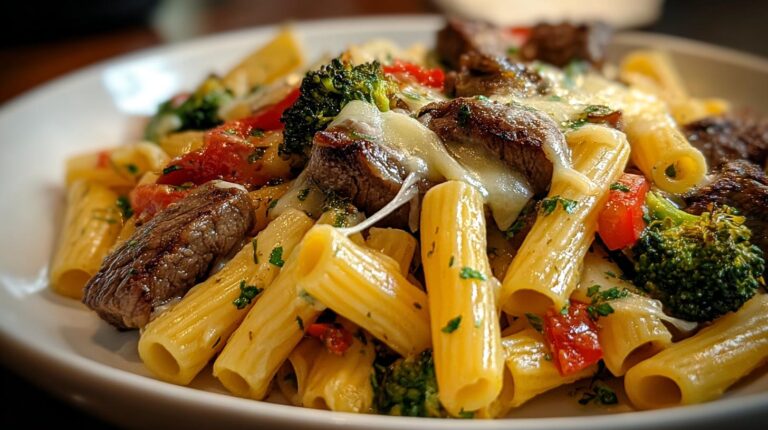 cheesy steak pasta