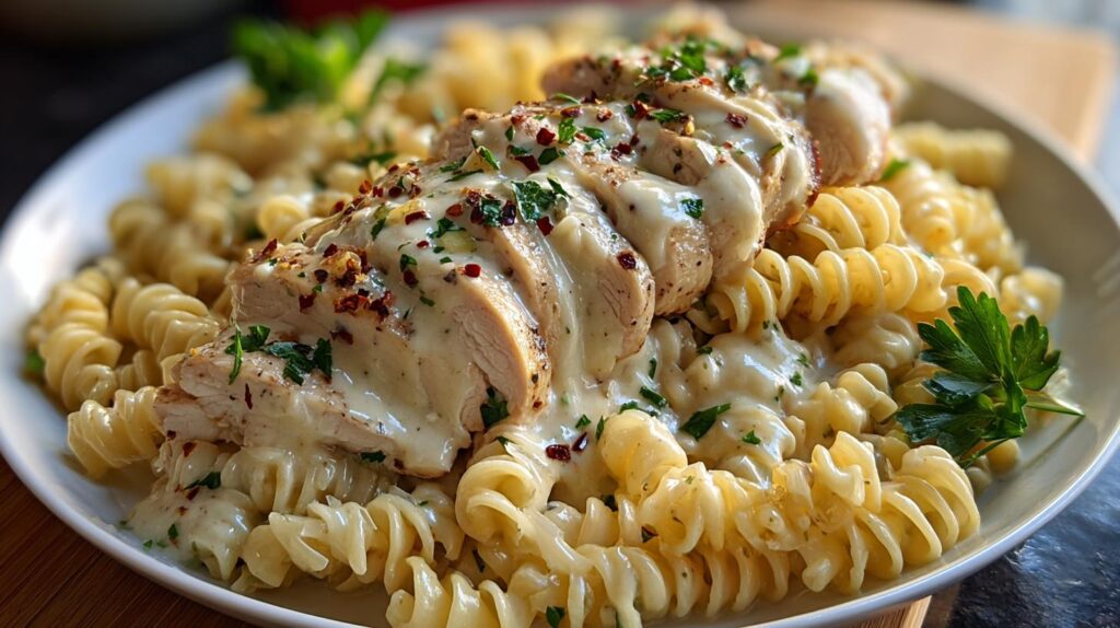creamy garlic parmesan chicken pasta