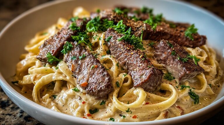 creamy steak pasta
