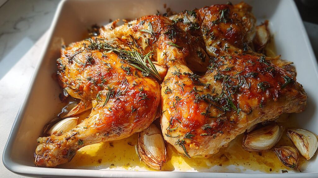 garlic herb baked chicken leg quarters