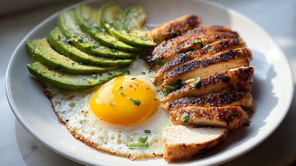 grilled chicken and eggs