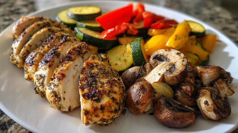grilled chicken and vegetables