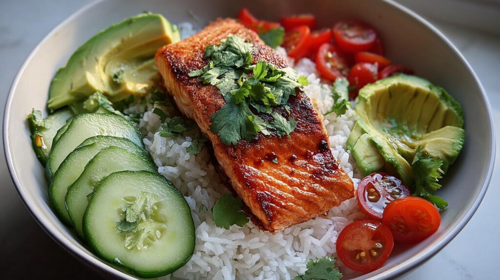 salmon rice bowl