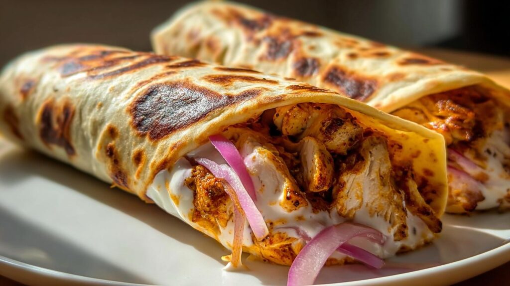 spicy chicken shawarma wraps