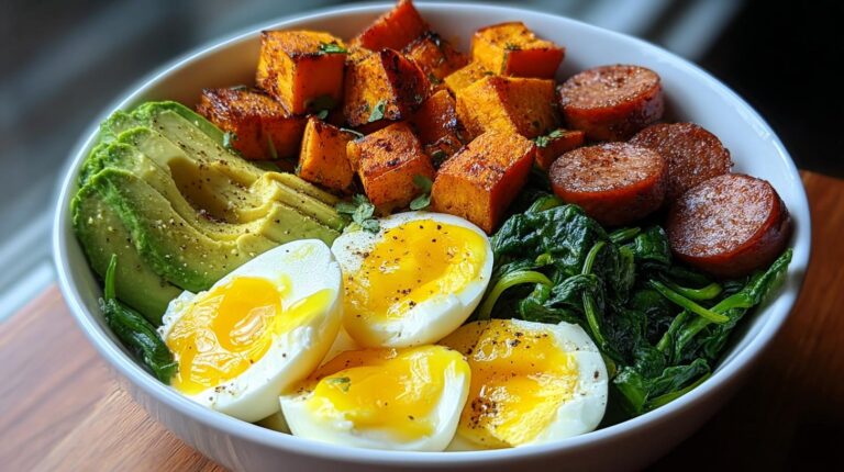sweet potato sausage breakfast bowl