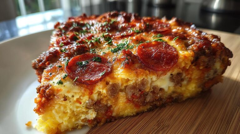 Keto Pepperoni Pizza Bake