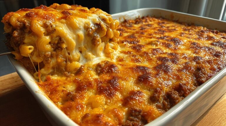 cheesy beef macaroni casserole