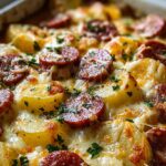 cheesy smoked sausage and potatoes bake