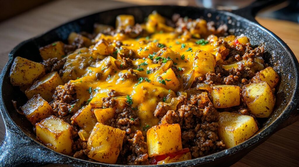 cheesy taco potato skillet