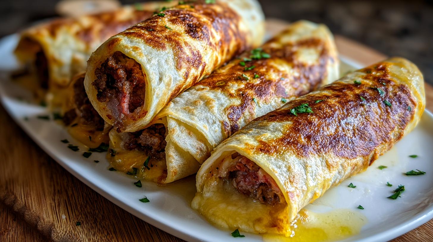 garlic butter beef cheeseburger rollups