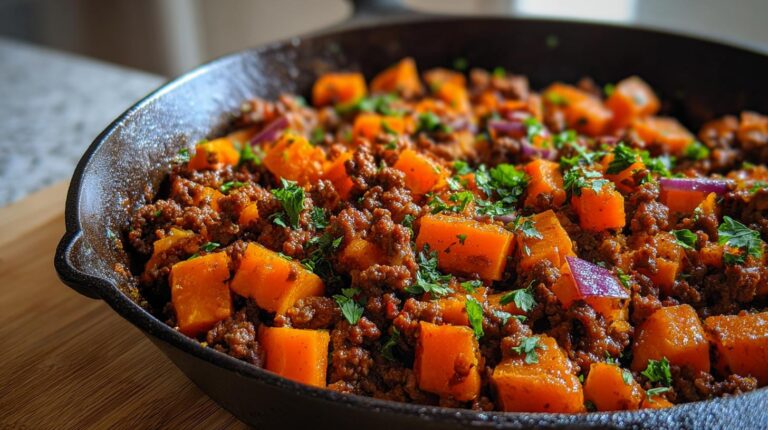 ground beef and sweet potato skillet