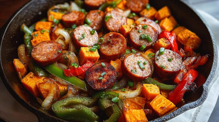 one pan sausage sweet potato skillet