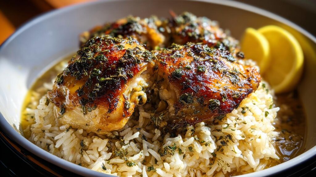 slow cooker lemon herb chicken and rice