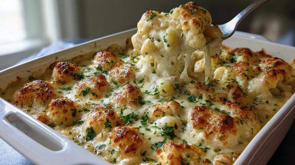 Keto Chicken Alfredo Casserole