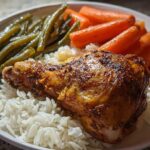 baked chicken leg dinner