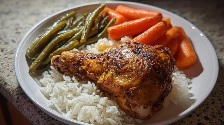 baked chicken leg dinner