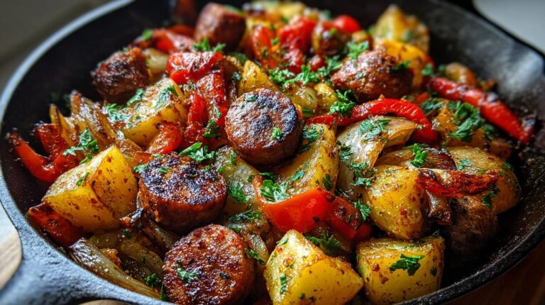 skillet sausage potatoes and peppers