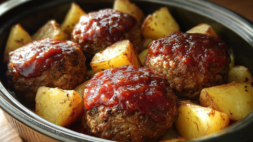 slow cooker meatloaf and potatoes