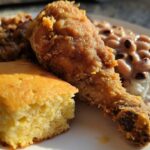 Southern fried chicken and black eyed peas