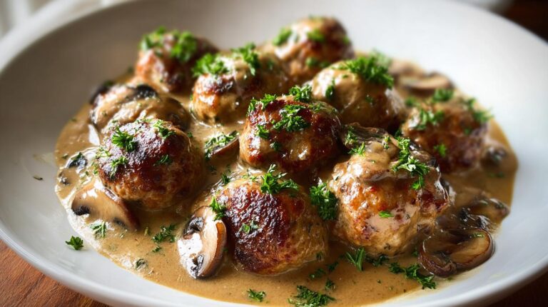 creamy mushroom meatballs