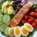 high protein salmon salad bowl