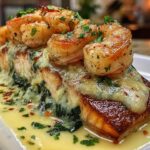 Creamy Garlic Butter Shrimp Stuffed Salmon