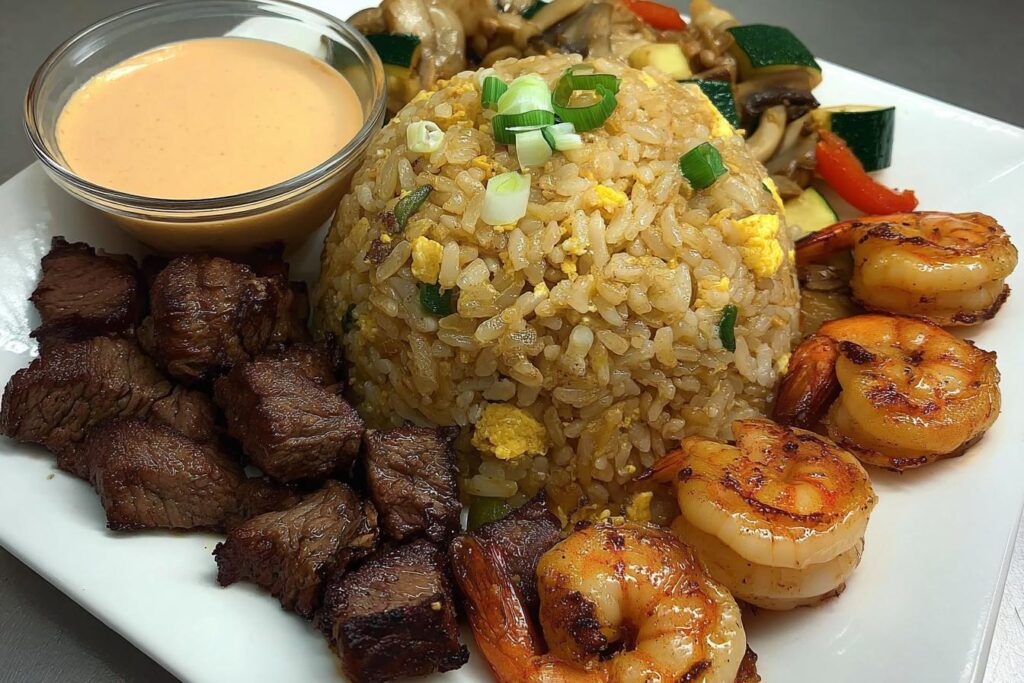 Hibachi steak and shrimp fried rice